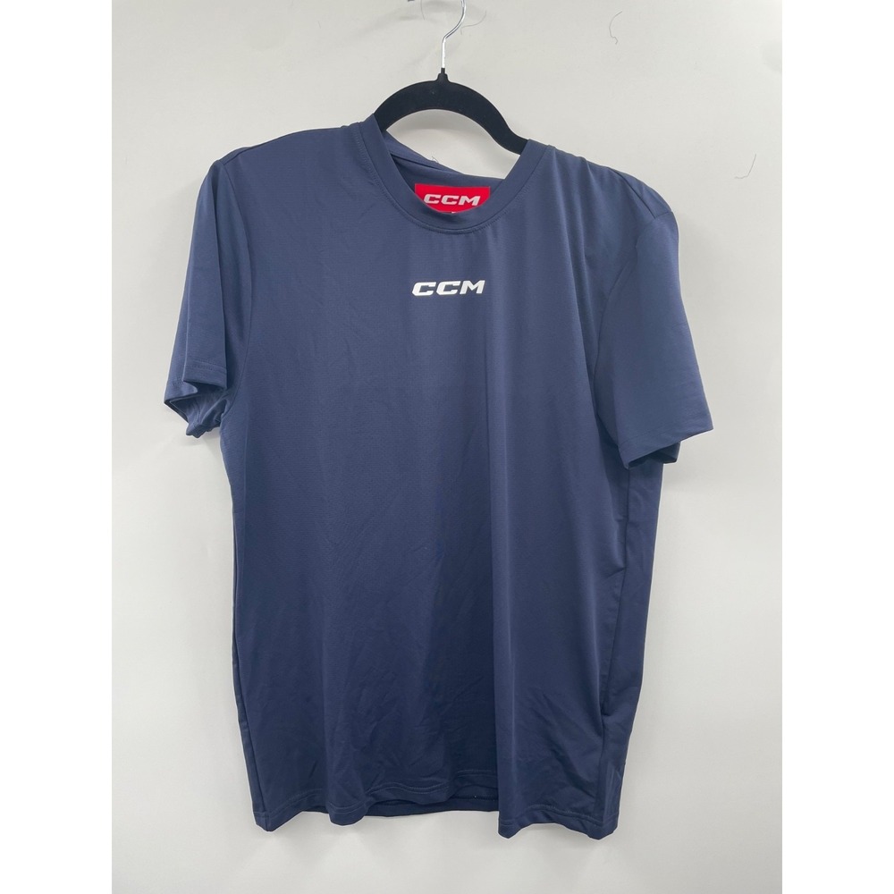 NWT CCM Team Training Tech T-Shirt Men's Small True Navy Pullover Crew Neck